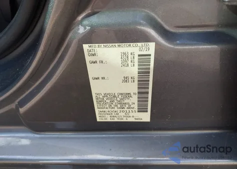 2019 Nissan Altima 2.5 Sr from USA, damaged, VIN 1N4BL4CV5KC201155